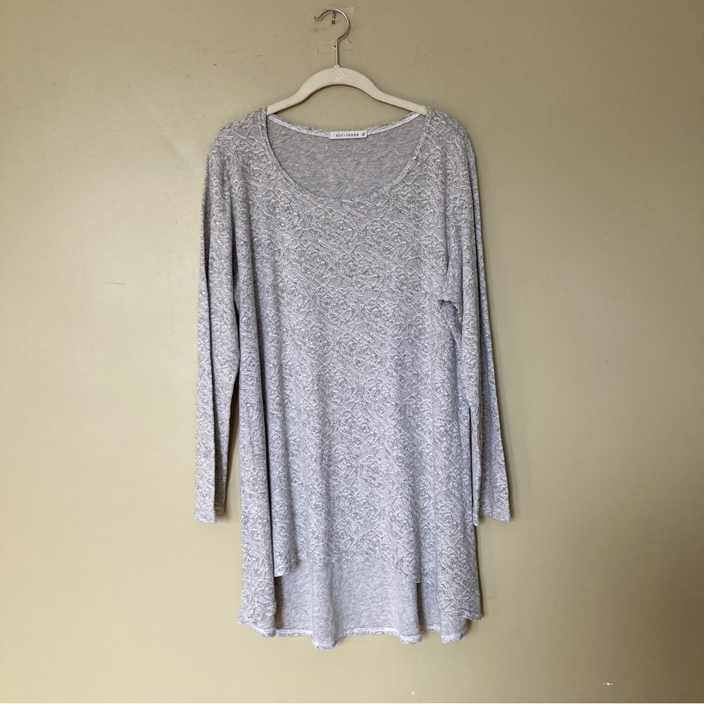 CUT LOOSE Grey Jaquard Hi Low Tunic Top